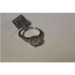 ONE LADIES 14KT WHITE GOLD DIAMOND SET ENGAGEMENT OR DRESS RING. SET WITH 32 SINGLE CUT AND ROUND