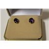 Image 1 : ONE PAIR OF 10KT YELLOW GOLD NATURAL AMETHYST EARRINGS EACH SET WITH ONE OVAL MIXED CUT NATURAL