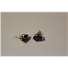 Image 2 : ONE PAIR OF 10KT YELLOW GOLD NATURAL AMETHYST EARRINGS EACH SET WITH ONE OVAL MIXED CUT NATURAL