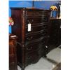 Image 1 : CARVED FOOT SERPENTINE FRONT 2PC BEDROOM DRESSER SET; DRESSER WITH MIRROR AND HIGHBOY DRESSER
