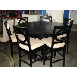 ROUND COUNTER HEIGHT TABLE WITH 6 CHAIRS