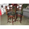 Image 1 : PAIR OF SWIVEL BAR STOOLS WITH BLACK LEATHER PADDED SEATS
