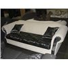 Image 1 : 2PC  SOFA AND LOVESEAT - OFF WHITE WITH BLACK AND SILVER BRANCH PATTERN