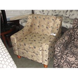 ACCENT CHAIR - BEIGE WITH LEAF PATTERN