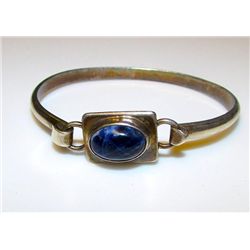 Sterling Silver 925 Lapis Lazuli Bangle Bracelet