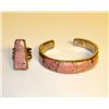 Image 1 : Old Pawn Zuni Sterling Pink Agate Inlay Bracelet & Ring