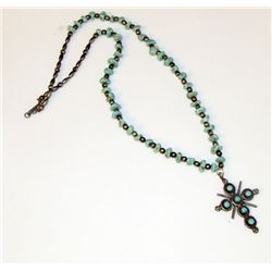 Old Pawn Sterling Silver Turquoise Cross Pendant