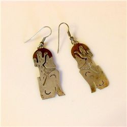 Native American Silver Wolf Coyote Earrings