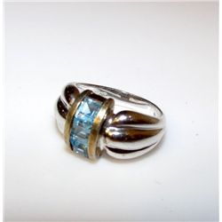 Sterling Silver Blue Topaz Gold Plated Accents Size 7