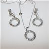 Image 1 : Art Deco Style Sterling Silver Necklace Earrings