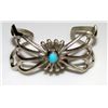 Image 1 : Navajo Old Pawn Sand Cast Sterling Turquoise Bracelet