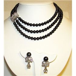 Elizabeth Taylor Designer Faux Black Pearl Set