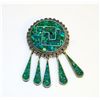 Image 1 : Mexican Taxco Sterling Silver Malachite Inlay Brooch