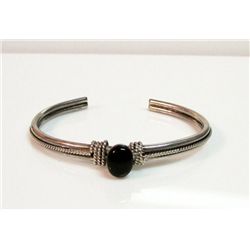 Vintage Sterling Silver Onyx Cuff Bracelet