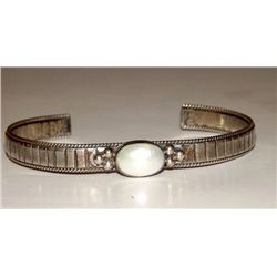 Navajo Sterling Silver Mother of Pearl Cuff Bracelet