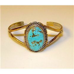 Navajo Sterling Silver Turquoise Cuff Bracelet