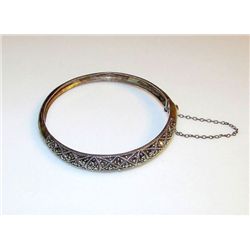 Vintage Sterling Silver Marcasite Bangle Bracelet