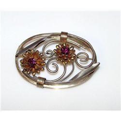 Victorian 12K GP 800 Silver Vermeil Amethyst Brooch