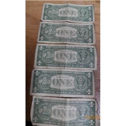 5-One Dollar Silver Certificates
