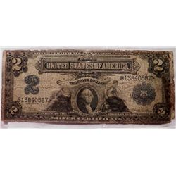 1899 2 Dollar Bill Silver Cert. Mini Porthole