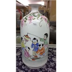 Hand Crafted Hand Painted Chinese Porcelain  Vase (14" high)
