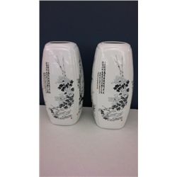 Pair of Hand Crafted Chinese Porcelain Vases  (12" high)