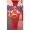 Image 1 : Very Large Hand Crafted Chinese Porcelain  Red/Gold  Vase (56" high)