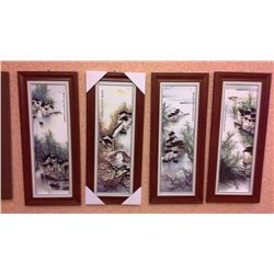 Set of 4 Framed Chinese Porcelain Panels  (Each Panel is 14" X 33")