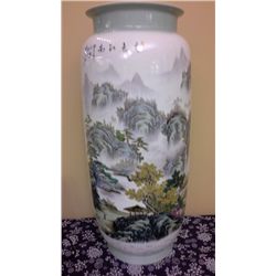 Hand Crafted & Hand Painted Chinese Porcelain  Vase (25" high) (Certificate of Authenticity  Include