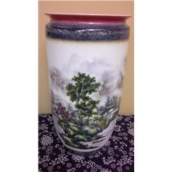Hand Crafted Chinese Porcelain Scenic Vase  (17" high)