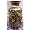 Image 1 : Hand Crafted Chinese Porcelain Black/Gold  Vase (24" high)