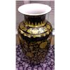 Image 2 : Hand Crafted Chinese Porcelain Black/Gold  Vase (24" high)