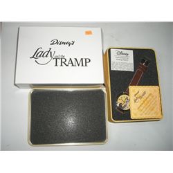 DINSNEY'S 50TH ANNIVERSARY *LADY AND THE TRAMP* COLLECTORS WATCH WITH COA IN ORIGINAL BOX-BOOK VALUE