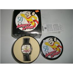 MIGHTY MOUSE *EXTREMELY RARE-50 YEARS* COLLECTORS WATCH IN ORIGINAL BOX/NEW CONDITION-BOOK VALUE $80
