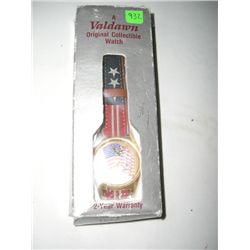 VALDAWN *AMERICA* WATCH WITH 3D EAGLE FLYING/USA FLAG FACE & BAND IN ORIGINAL BOX-BOOK VALUE $70.00+