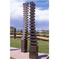 Jesus Moroles, Black Temple Totem, Single Granite Sculpture (not a pair as shown)