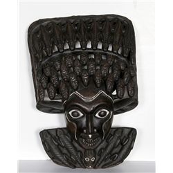 African Faces Hand-Carved Wood Wall Sculpture