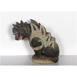 Chinese, Dragon, Hand-Carved and Painted Wood Sculpture