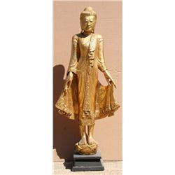 Thai Goddess, Painted Wood Sculpture