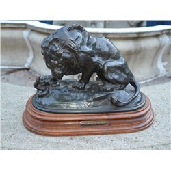 Antoine Louis Barye, Lion au Serpent, Bronze Sculpture