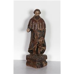 Religious Figure II, Hand-Carved and Painted Wood Sculpture