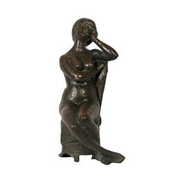 G. Volpe, Seated Girl, Bronze Sculpture