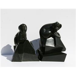 Roberto Estevez, Pair of Two Baboon Bronze Sculptures