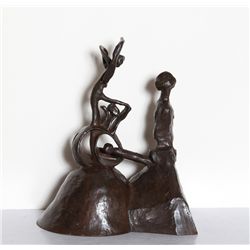 Russian Cubist Erotic Scene Bronze Sculpture