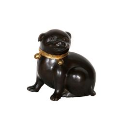 Dog with Bell Collar, Bronze Sculpture
