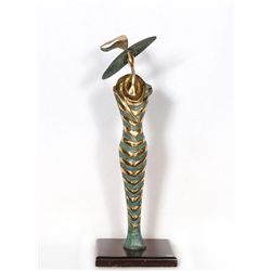 Giuliano Ottaviani, Fashionable Woman in Hat, 14, Bronze Sculpture