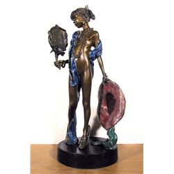 Richard Shiloh, Girl holding a Mirror, Bronze