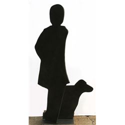 Normon Greene, Man and Dog, Cast Iron Sculpture