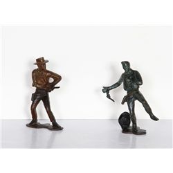 Lot of 4 Cowboy and Native American Indians Bronze Sculptures