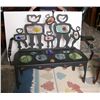Image 1 : Art Glass Black Bench, Cast Iron Black Bench with Blown Glass Inserts